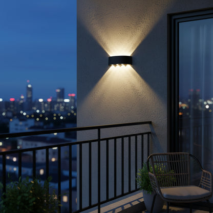 Applique murale d'extérieur LED Ellis, 8 W, 8 sources lumineuses, lumière chaude, noir