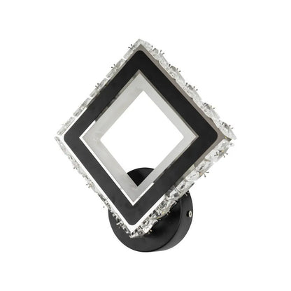 Applique LED TERRANO avec cristaux, carrée, 24W, lumière froide/chaude/neutre, noir et acier inoxydable