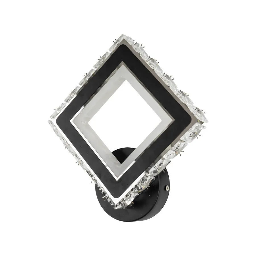 Applique LED TERRANO avec cristaux, carrée, 24W, lumière froide/chaude/neutre, noir et acier inoxydable