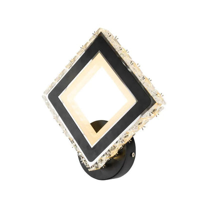 Applique LED TERRANO avec cristaux, carrée, 24W, lumière froide/chaude/neutre, noir et acier inoxydable