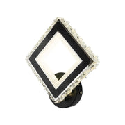 Applique LED TERRANO avec cristaux, carrée, 24W, lumière froide/chaude/neutre, noir et acier inoxydable