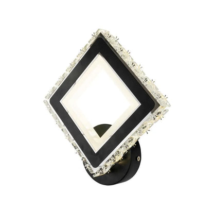 Applique LED TERRANO avec cristaux, carrée, 24W, lumière froide/chaude/neutre, noir et acier inoxydable