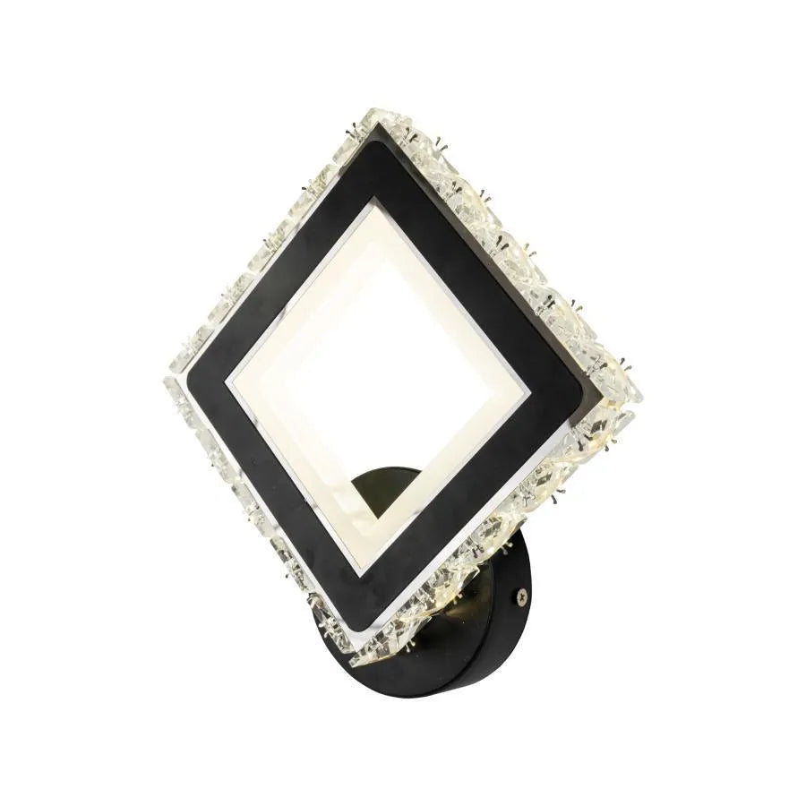 Applique LED TERRANO avec cristaux, carrée, 24W, lumière froide/chaude/neutre, noir et acier inoxydable