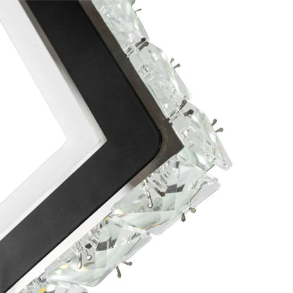 Applique LED TERRANO avec cristaux, carrée, 24W, lumière froide/chaude/neutre, noir et acier inoxydable