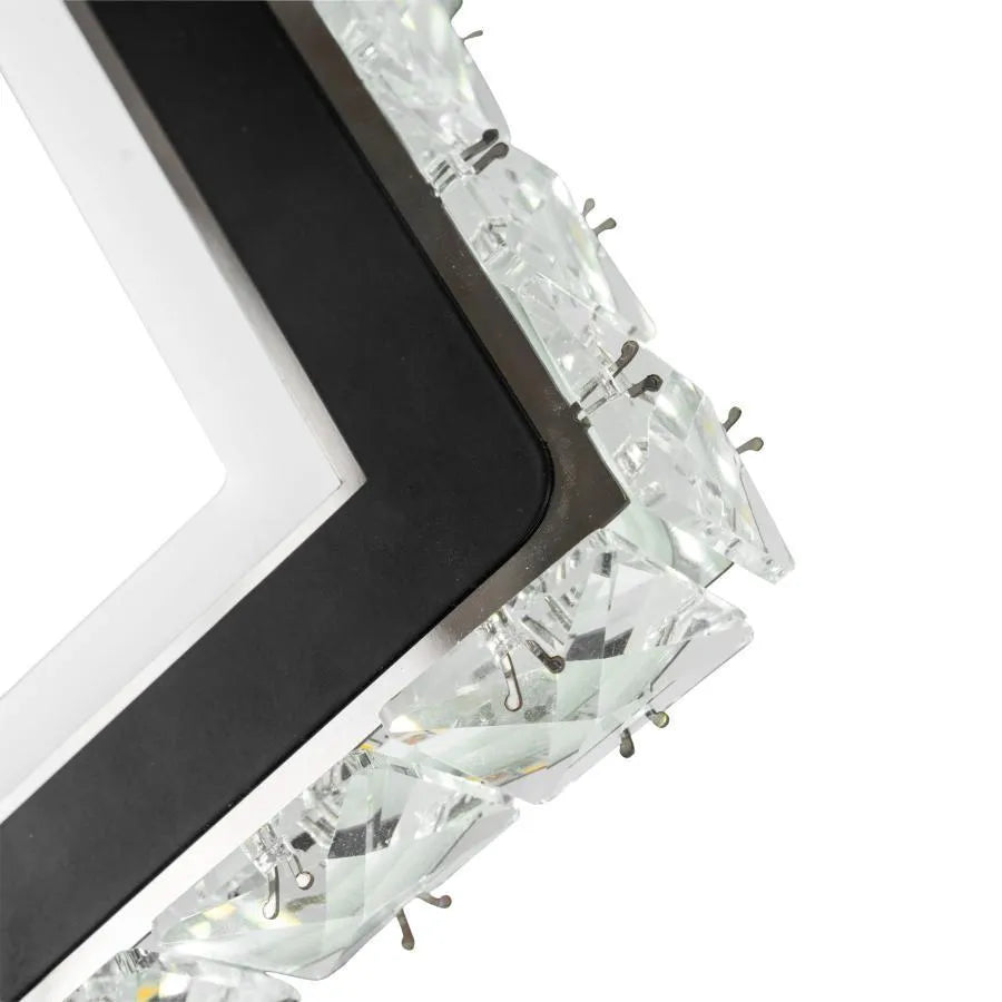 Applique LED TERRANO avec cristaux, carrée, 24W, lumière froide/chaude/neutre, noir et acier inoxydable