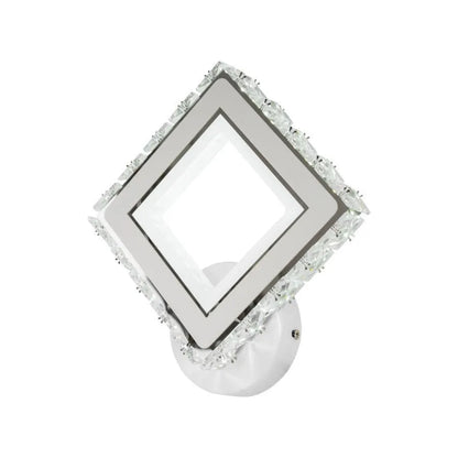 Applique LED TERRANO avec cristaux, carrée, 24W, lumière froide/chaude/neutre, blanc et acier inoxydable
