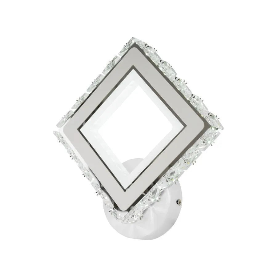 Applique LED TERRANO avec cristaux, carrée, 24W, lumière froide/chaude/neutre, blanc et acier inoxydable