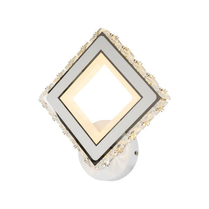 Applique LED TERRANO avec cristaux, carrée, 24W, lumière froide/chaude/neutre, blanc et acier inoxydable