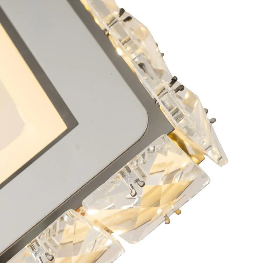 Applique LED TERRANO avec cristaux, carrée, 24W, lumière froide/chaude/neutre, blanc et acier inoxydable