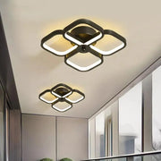 Lustre LED VERTEX Tesser 34W, 4 carrés, Lumière froide/chaude/neutre, Noir