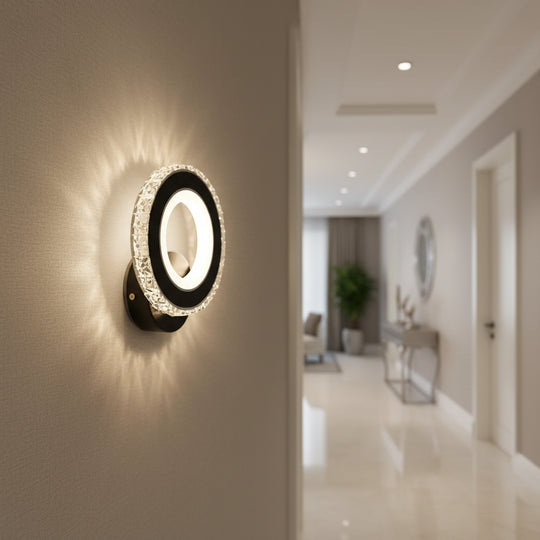 Applique murale LED NOVA Rotonda, 16W, noire et acier inoxydable, lumière chaude/froide/neutre Appliques murales d'intérieur Titre par défaut Alessandro Design