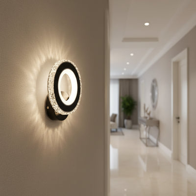 Applique LED NOVA Rotonda, 16W, Noir & Acier Inox, Lumière Chaude/Froide/Neutre