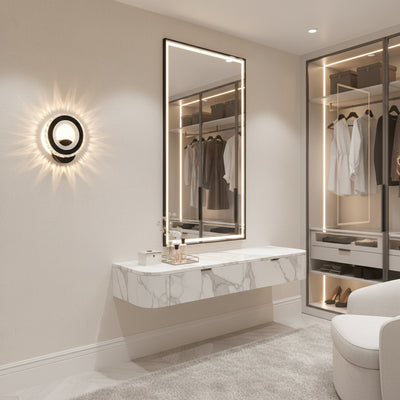 Applique LED NOVA Rotonda, 16W, Noir & Acier Inox, Lumière Chaude/Froide/Neutre