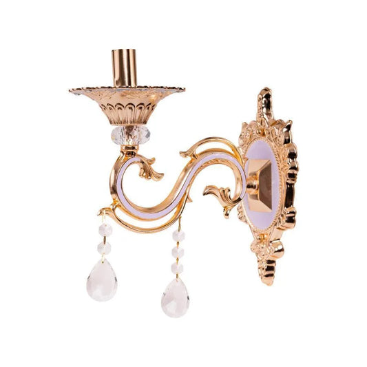 Lampe Nicholas, 1*E14, Lilas avec Or, Métal et Cristal