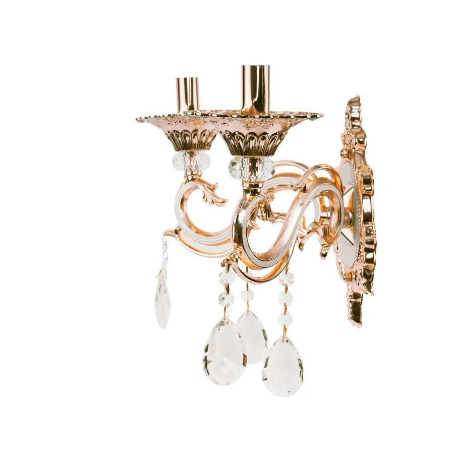 Lampe Nicholas, 2*E14, Lilas avec Or, Métal et Cristal