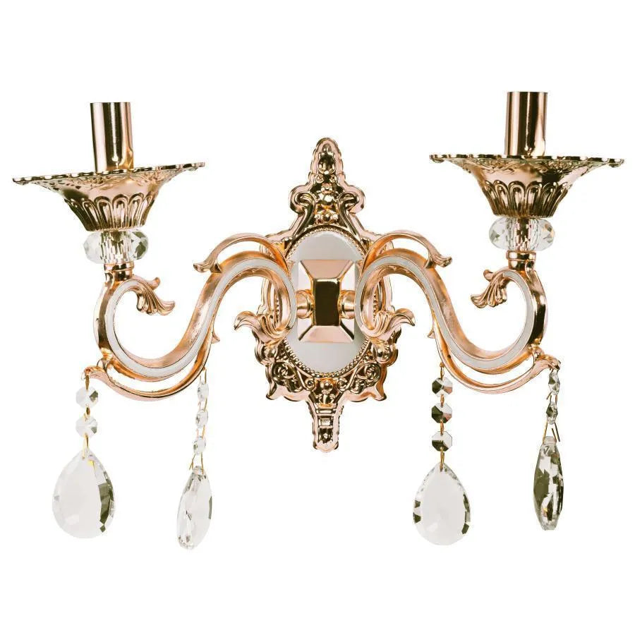 Lampe Nicholas, 2*E14, Lilas avec Or, Métal et Cristal