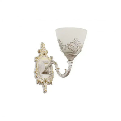 Applique rustique COTTAGE, 1*E27, Blanc, Métal et Verre