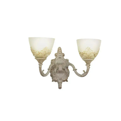 Applique rustique COTTAGE, 2*E27, Blanc, Métal et Verre