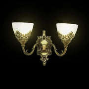 Applique rustique COTTAGE, 2*E27, Bronze avec Blanc, Métal et Verre