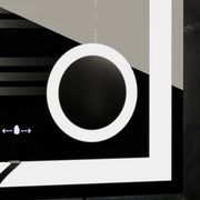 Miroir LED rectangulaire, 80x80cm, Souverain MotionGlow Marcello, système anti-buée, horloge et thermomètre, loupe cosmétique, variable