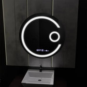 Miroir rond LED, 60 cm, Visio MotionGlow Marcello, système anti-buée, horloge et thermomètre, loupe cosmétique, intensité variable