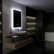Miroir LED rectangulaire, 60x80cm, capteur ELANCEE MotionGlow Marcello, système anti-buée, horloge et thermomètre, intensité variable