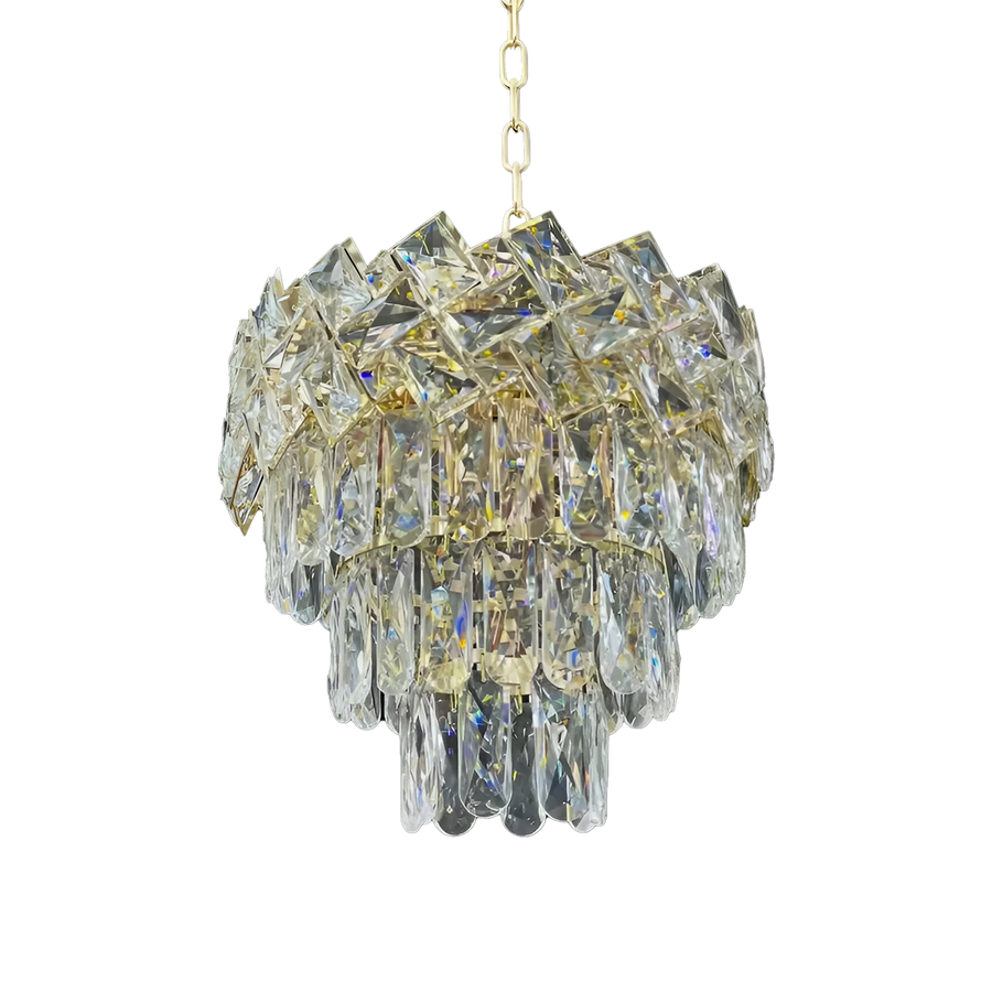 Lustre en cristal WINDSOR Petito 3xE14, diamètre 29cm, doré brillant, hauteur réglable, métal et cristal