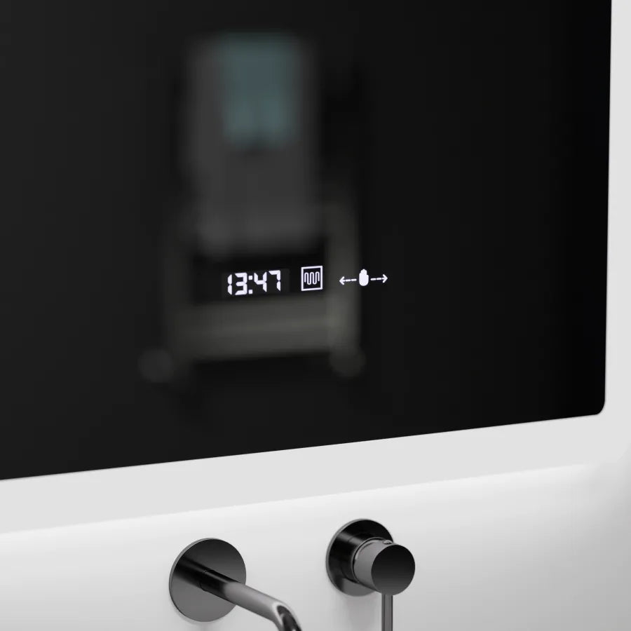 Miroir LED rectangulaire, 60x80cm, capteur ELANCEE MotionGlow Marcello, système anti-buée, horloge et thermomètre, intensité variable