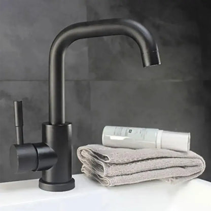 Robinet d'évier avec bec rotatif, noir, acier inoxydable SUS304, LY008C