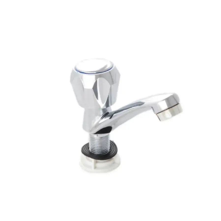 Robinet de salle de bain avec montage sur lavabo, eau froide, monocommande, chrome brillant