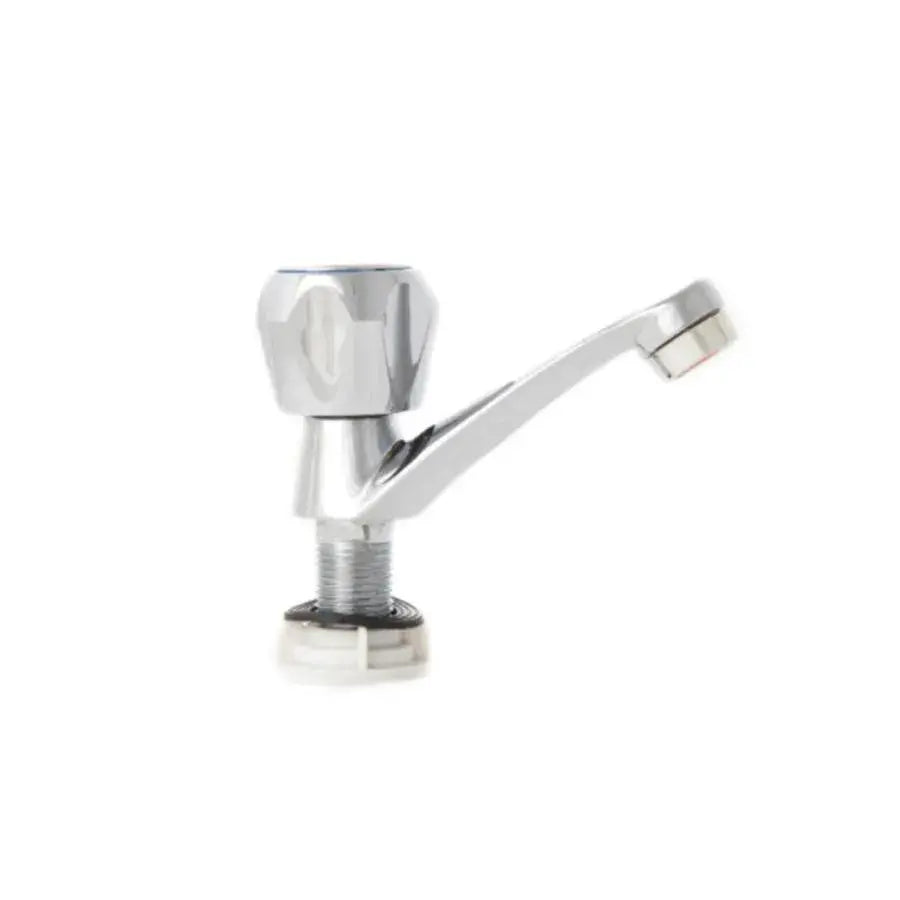 Robinet de salle de bain avec montage sur lavabo, eau froide, monocommande, chrome brillant