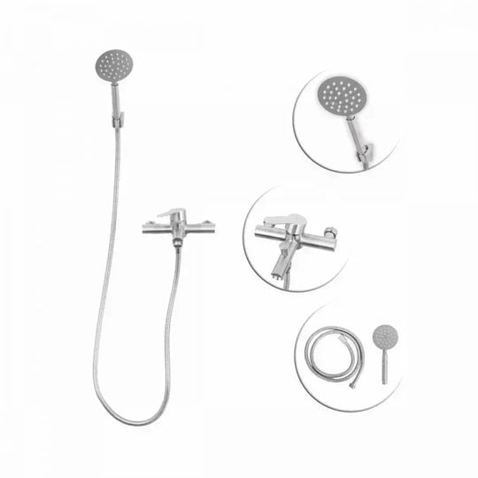 Robinet de salle de bain avec pomme de douche, acier inoxydable SUS304, satiné, robinets et colonnes de douche LY010 Titre par défaut Alessandro Design