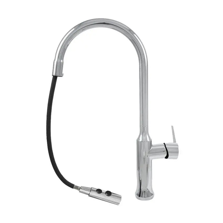 Robinet de Cuisine avec Douche Extractible Laiton Sanitaire Argent CF/1035/C