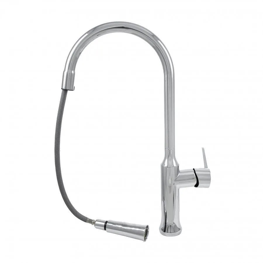 Robinet de Cuisine avec Douche Extractible Laiton Sanitaire Argent CF/1035/C1