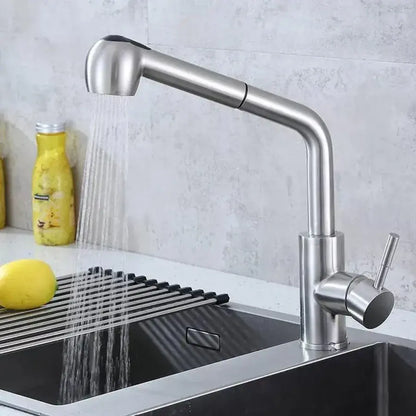Robinet de cuisine avec douche extractible Starke CF019, levier unique, acier inoxydable, cartouche céramique, finition satinée