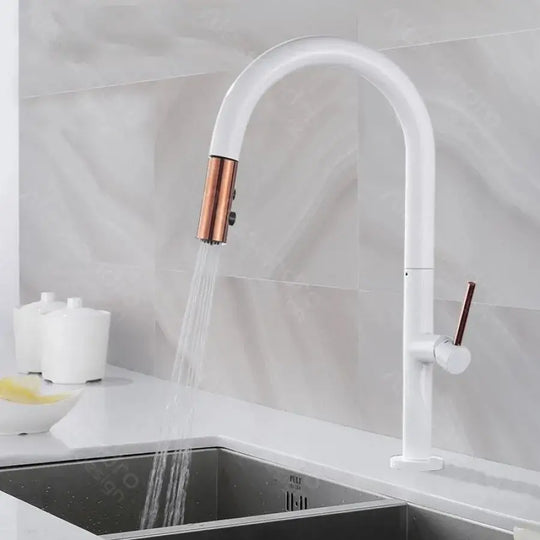 Robinet de cuisine avec douche extractible, sanitaire en laiton, blanc, CF/1035/A robinets de cuisine titre par défaut Alessandro Design