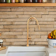 Robinet de Cuisine avec Douche Extractible, Sanitaire en Laiton, Or, CF2043