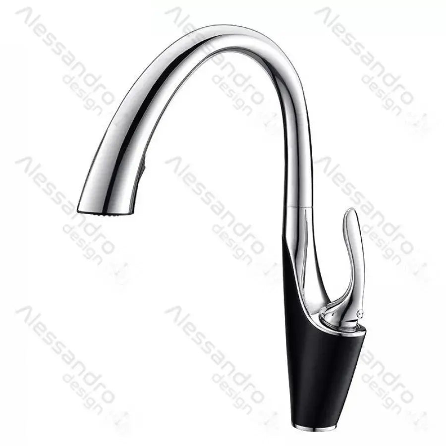 Robinet de Cuisine avec Douche Extractible, Sanitaire en Laiton, Chrome, W058