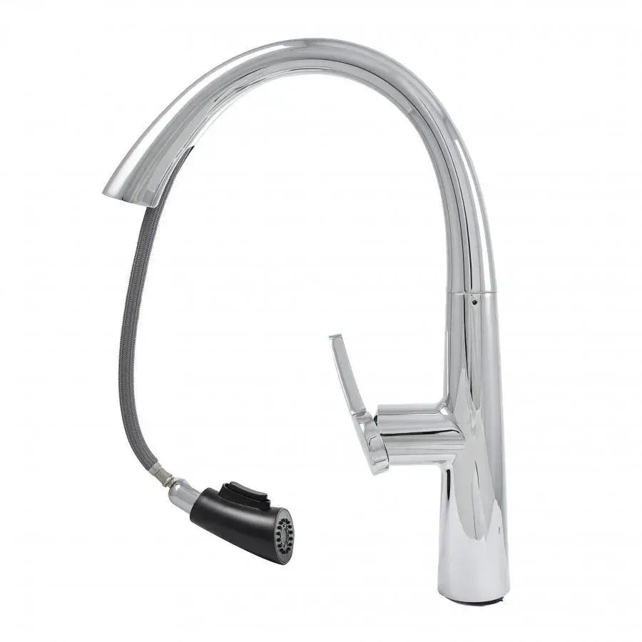 Robinet de Cuisine avec Douche Extractible, Sanitaire en Laiton, Chrome, W059