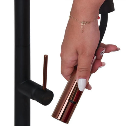 Robinet de Cuisine avec Douche Extractible, Sanitaire en Laiton, Noir, CF2042