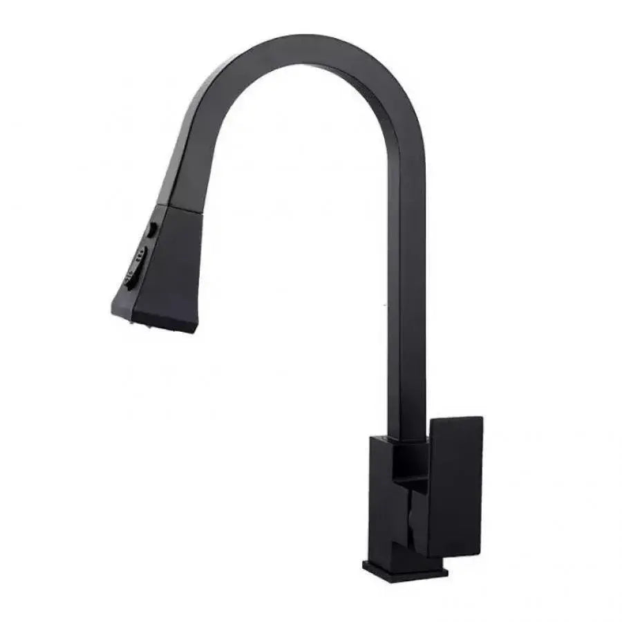 Robinet de cuisine avec douche extractible, sanitaire en laiton, noir, OD/2040