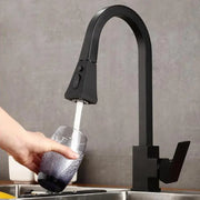 Robinet de cuisine avec douche extractible, sanitaire en laiton, noir, OD/2040