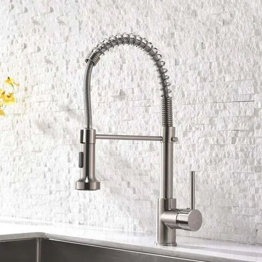 Robinet de cuisine avec douche extractible, acier inoxydable et laiton chromé, robinets de cuisine YD/101 titre par défaut Alessandro Design