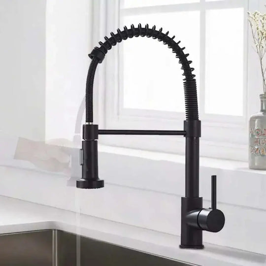 Robinet de cuisine avec douche extractible, acier inoxydable et laiton noir, YD/102 Robinets de cuisine Titre par défaut Alessandro Design