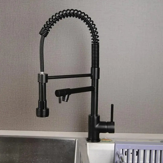 Robinet de cuisine avec douche extractible, acier inoxydable et laiton noir, robinets de cuisine YD/201 titre par défaut Alessandro Design