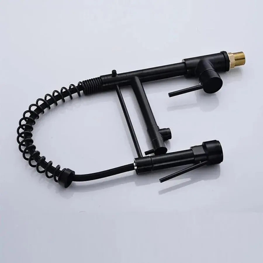 Robinet de cuisine avec douche extractible, acier inoxydable et laiton noir, YD/201