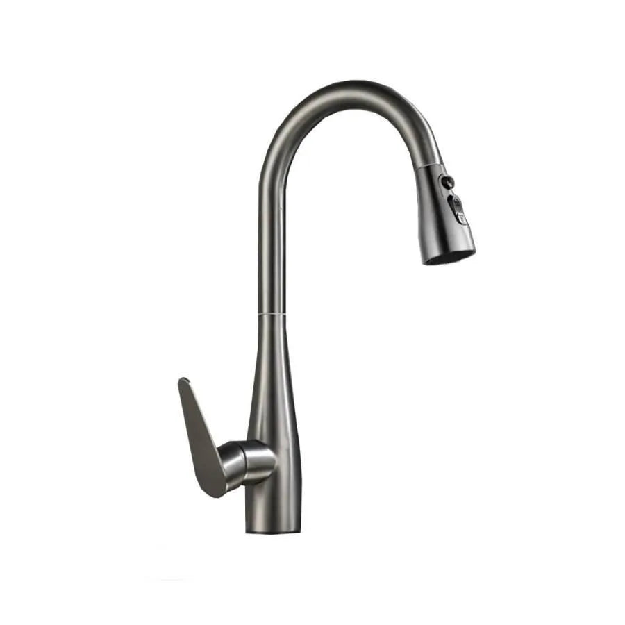 Robinet de cuisine avec douche extractible en acier inoxydable gris ZY1010