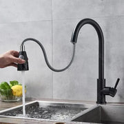 Robinet de cuisine avec douche extractible, acier inoxydable SUS304, noir, HS003