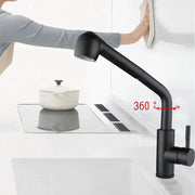 Robinet de cuisine avec douche extractible, acier inoxydable SUS304, noir, HS004