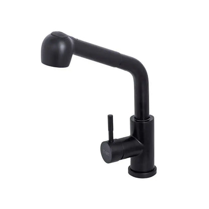 Robinet de cuisine avec douche extractible, acier inoxydable SUS304, noir, HS004